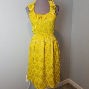 Lauren Moffatt Bright Yellow Silk Final Act Halter Dress
